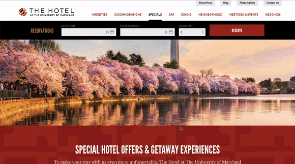 Offer page Hotel at UMD